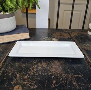 Pier 1 Imports White Rectangular Platter | Tasting Party Appetizer Plate 10"